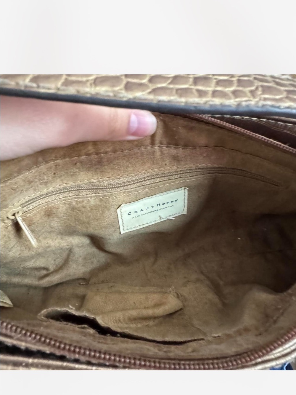 Liz Claiborne Croc-Embossed Shoulder Bag in Bronze - Picture 4 of 6